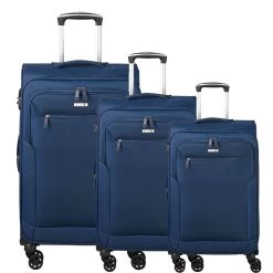 D&n Travel Line 6804 Trolley-Set 55/66/76 Cm 4 Rollen Blau