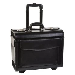 Dermata Pilotenkoffer 45,5 Spaltleder Cm 2 Rollen Schwarz