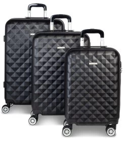 Fabrizio Worldpack Diamond Kofferset S/M/L 4 Rollen Schwarz