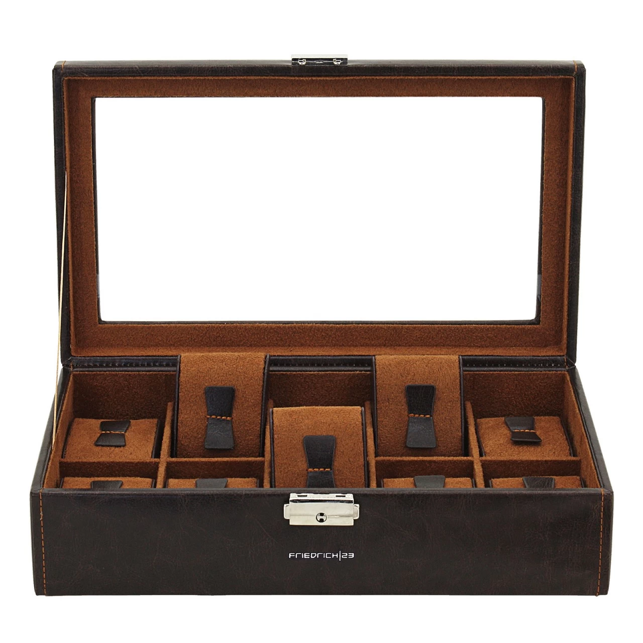 Friedrich|23 Bond Uhrenkoffer Für 10 Uhren Braun 4 Friedrich|23 Bond Uhrenkoffer Für 10 Uhren Braun – Bild 4