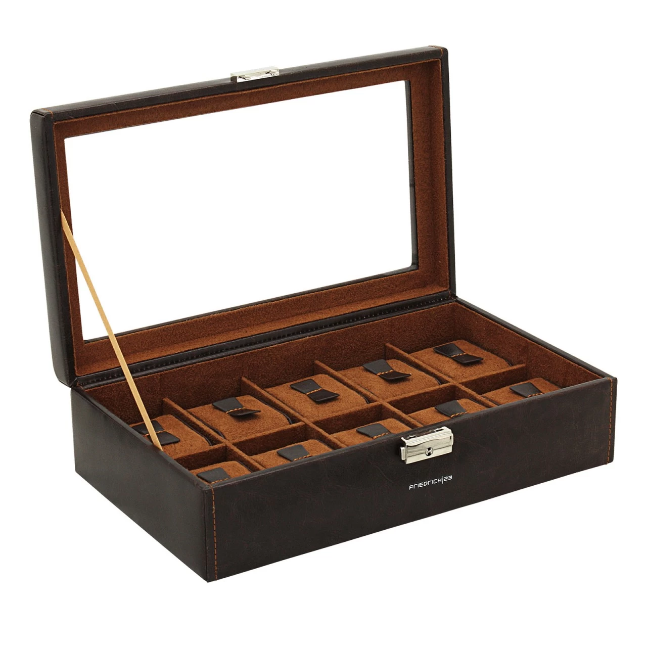 Friedrich|23 Bond Uhrenkoffer Für 10 Uhren Braun 2 Friedrich|23 Bond Uhrenkoffer Für 10 Uhren Braun – Bild 2