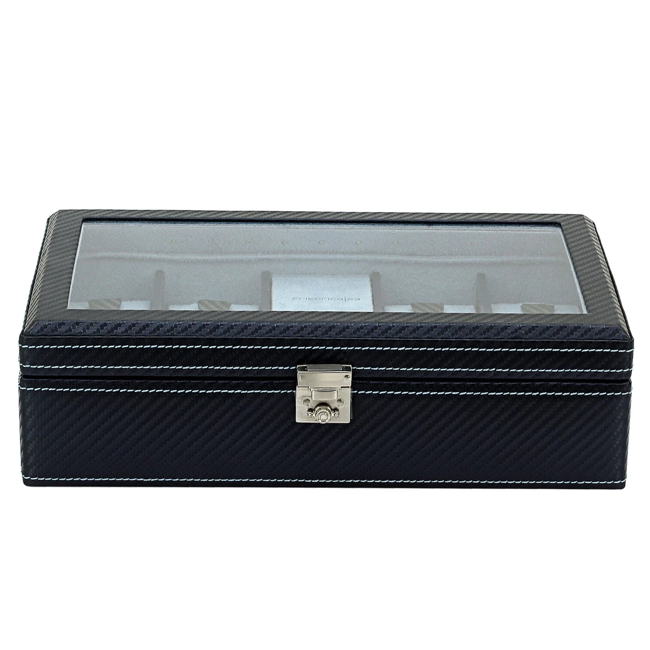 Friedrich|23 Carbon Uhrenkoffer Aus Feinsynthetik Für 9 Uhren Mit LED Blau 8 Friedrich|23 Carbon Uhrenkoffer Aus Feinsynthetik Für 9 Uhren Mit LED Blau – Bild 8