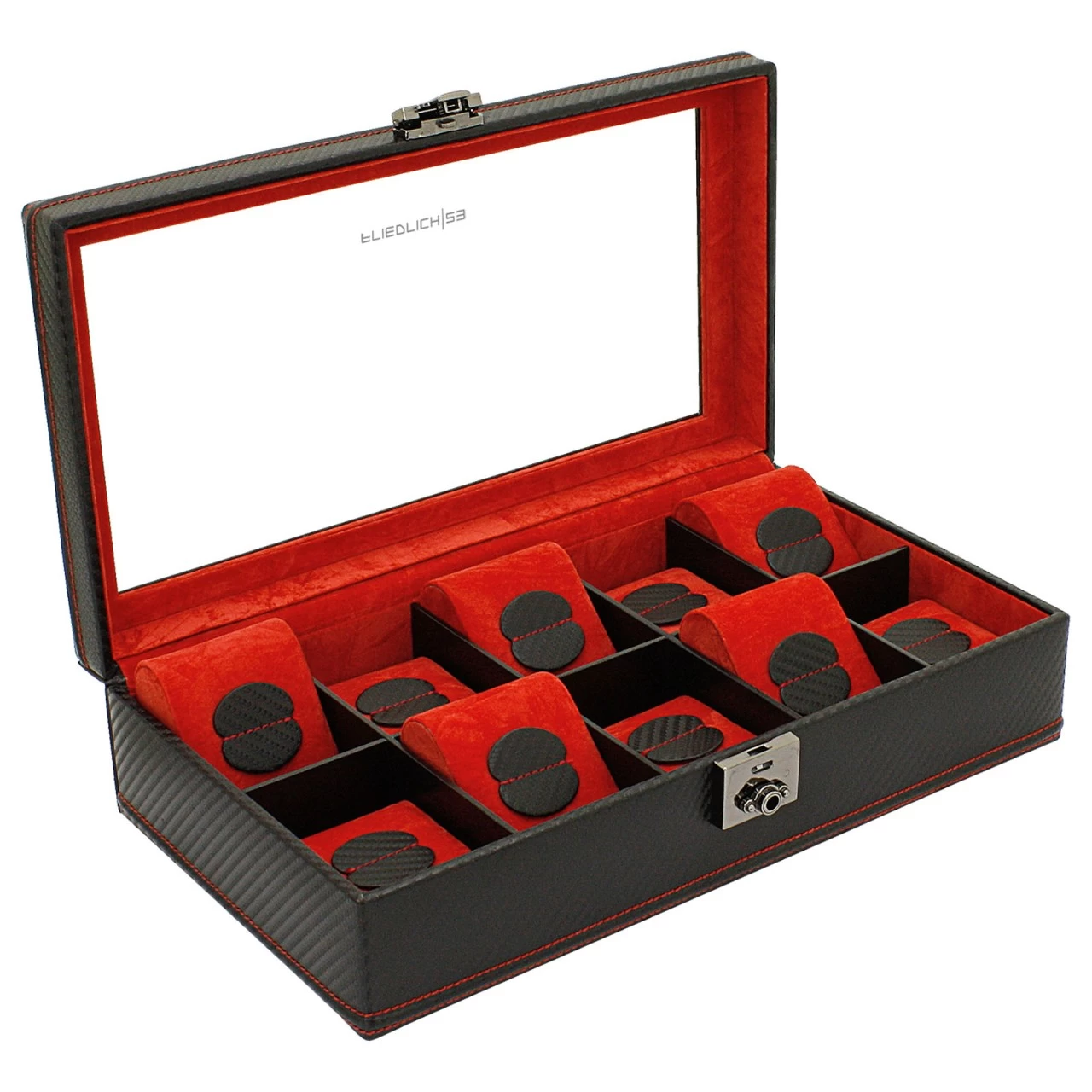 Friedrich|23 Carbon Uhrenkoffer Mittelgroà Aus Feinsynthetik Für 10 Uhren Schwarz 1 Friedrich|23 Carbon Uhrenkoffer Mittelgroà Aus Feinsynthetik Für 10 Uhren Schwarz