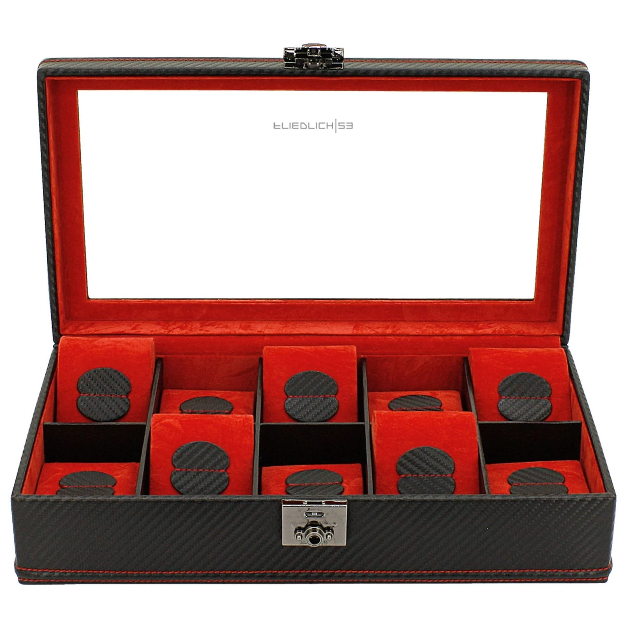 Friedrich|23 Carbon Uhrenkoffer Mittelgroà Aus Feinsynthetik Für 10 Uhren Schwarz 2 Friedrich|23 Carbon Uhrenkoffer Mittelgroà Aus Feinsynthetik Für 10 Uhren Schwarz – Bild 2