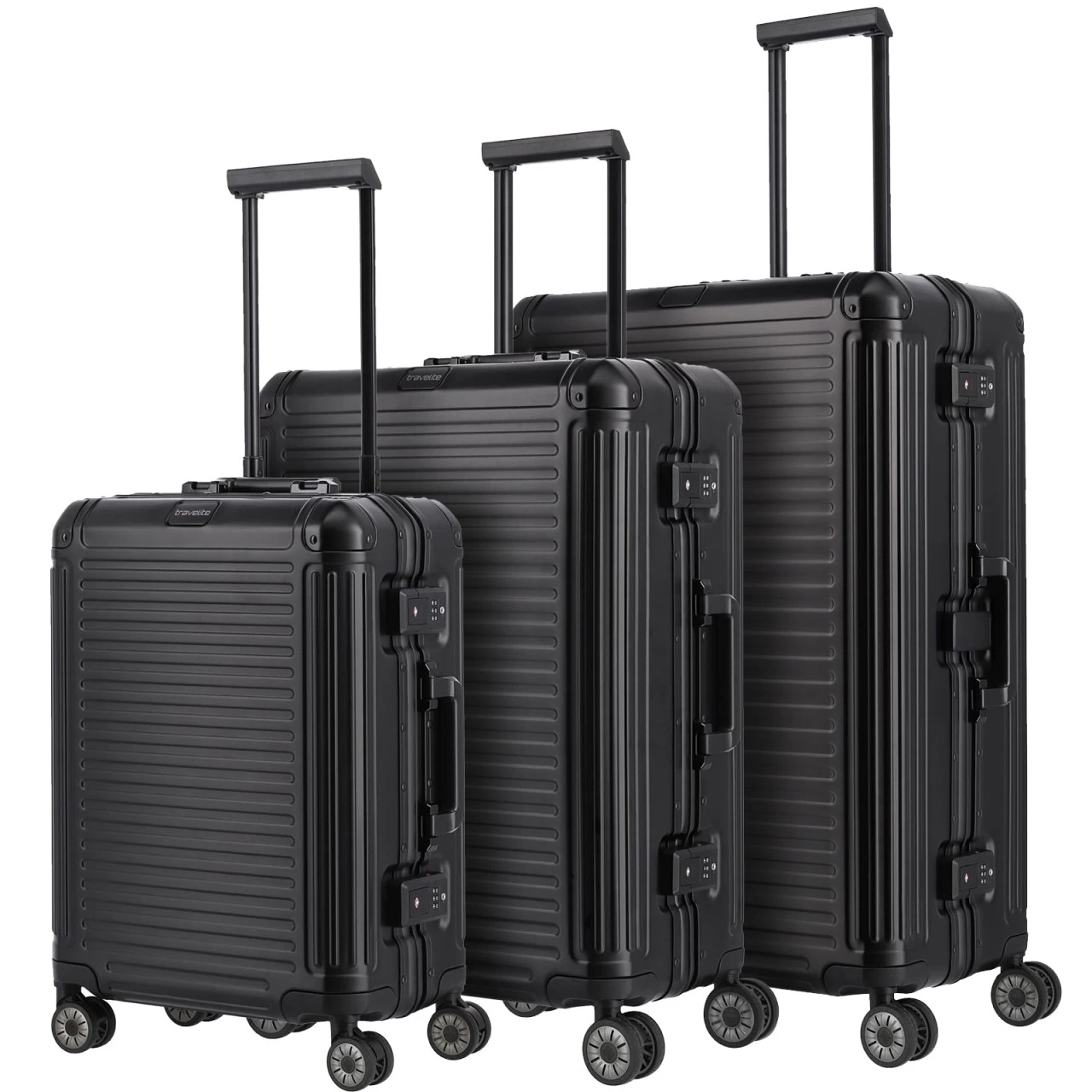 Travelite Next Aluminium-Trolley Set 3-teilig S/M/L Schwarz 1 Travelite Next Aluminium-Trolley Set 3-teilig S/M/L Schwarz