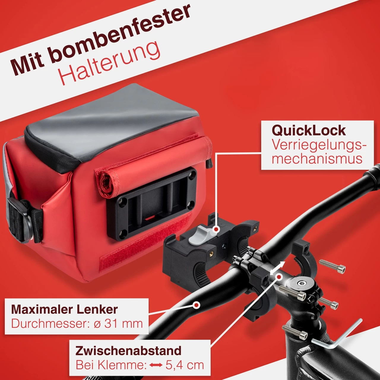 Valkental City Bag 3in1 Lenkertasche 30 Cm Rot 4 Valkental City Bag 3in1 Lenkertasche 30 Cm Rot – Bild 4