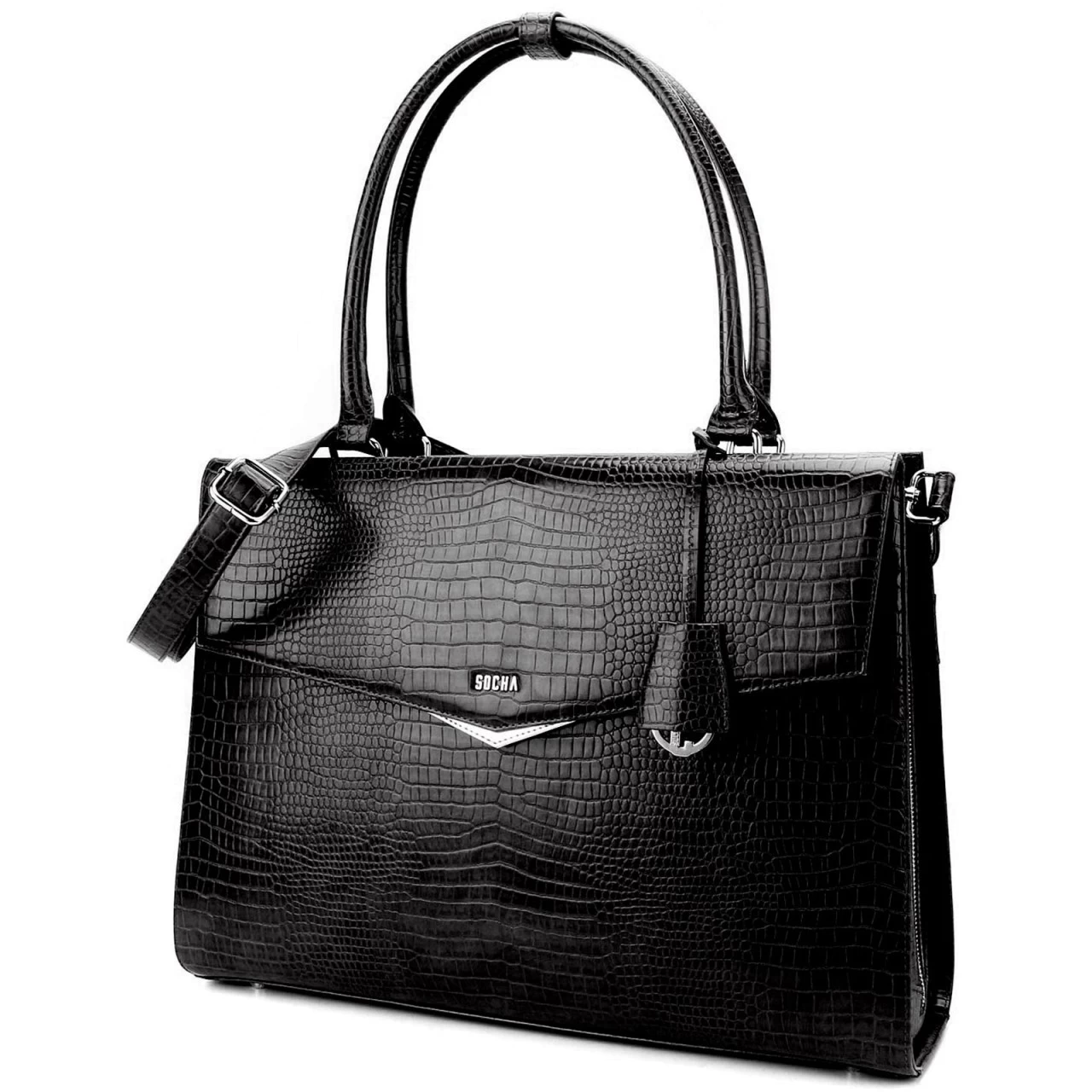 SOCHA Silver Tip Business-Handtasche 45 Cm Schwarz 2 SOCHA Silver Tip Business-Handtasche 45 Cm Schwarz – Bild 2