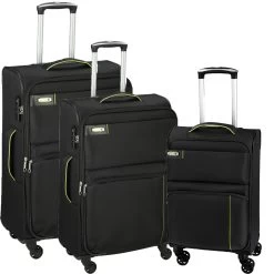 D&n Travel Line 6704 Trolley-Set 3-teilig 4 Rollen Schwarz