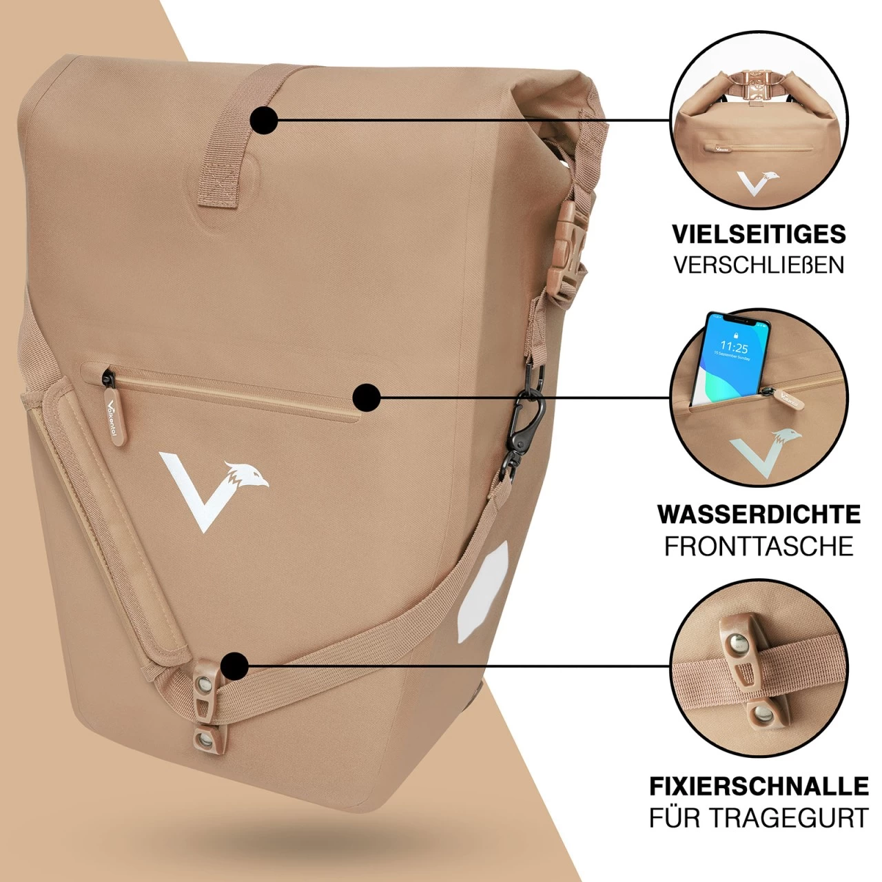 Valkental ValkOcean Fahrradtasche 62 Cm Beige 6 Valkental ValkOcean Fahrradtasche 62 Cm Beige – Bild 6