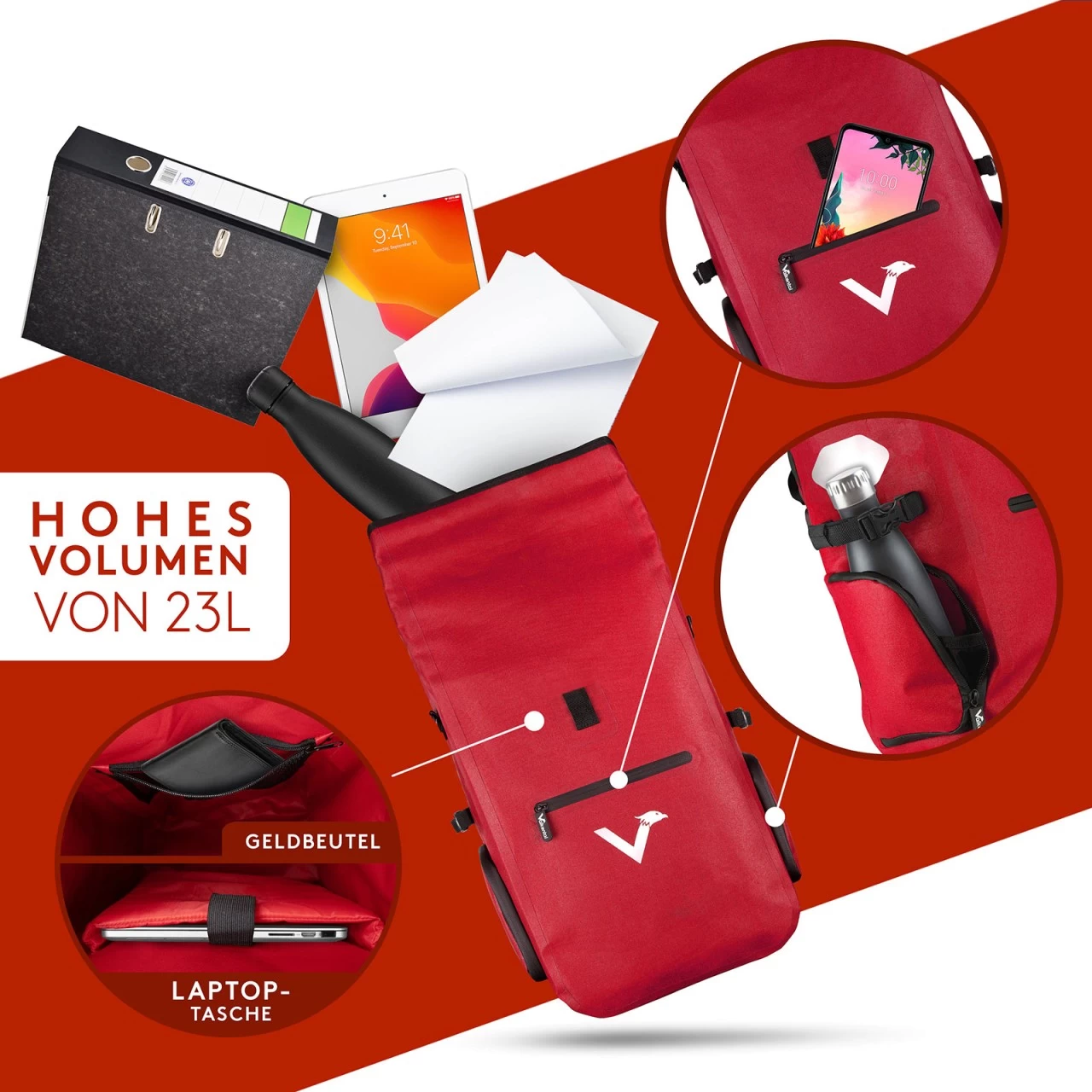 Valkental ValkPro 3in1 Fahrradtasche 62 Cm Rot 6 Valkental ValkPro 3in1 Fahrradtasche 62 Cm Rot – Bild 6